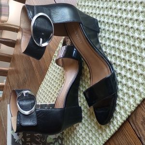 Nine West Black Wedge Sandals